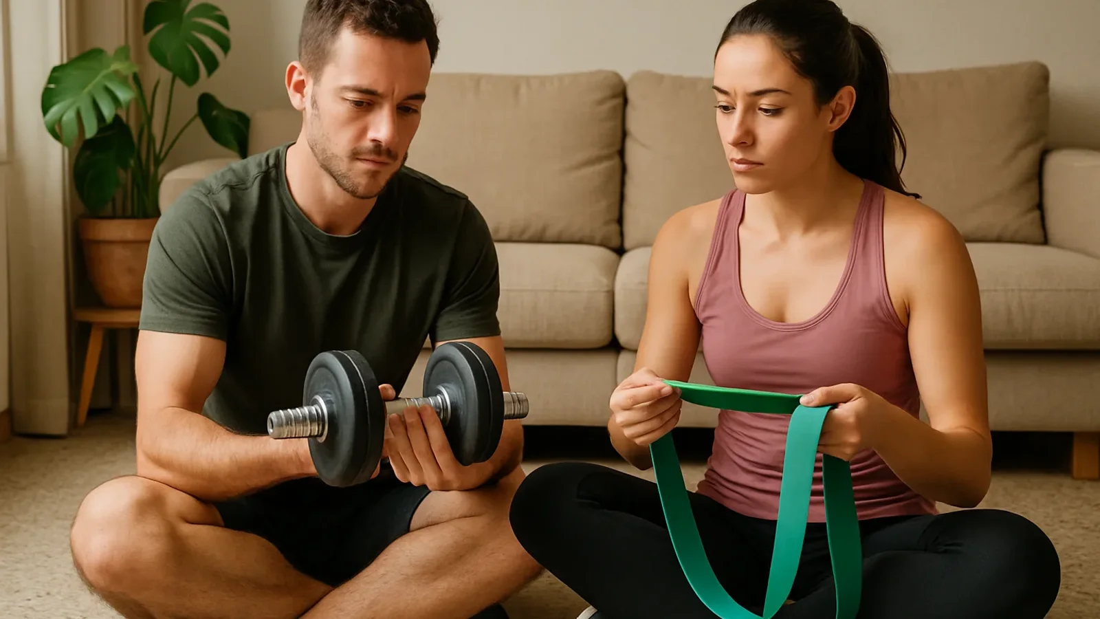 Bandas o mancuernas: qué comprar primero para entrenar en casa