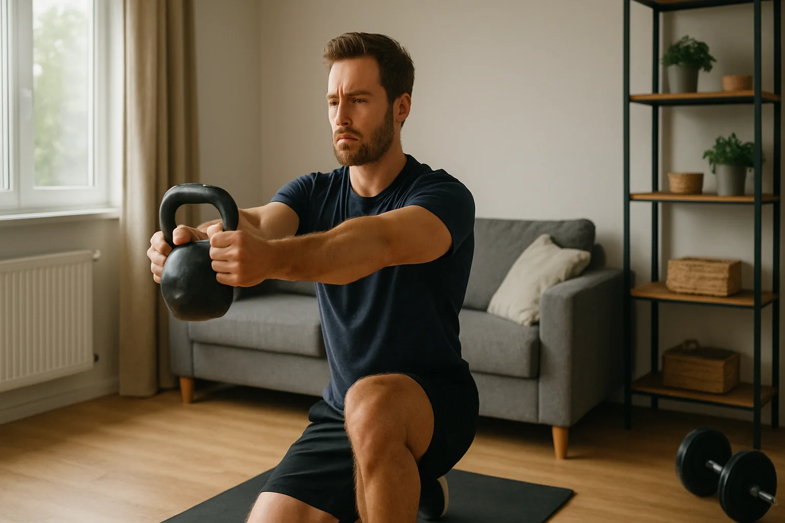 Funktionelles Training zu Hause — Praktischer Leitfaden (Illustrationsbild 1, Stil Berraquero.com, ohne Text)