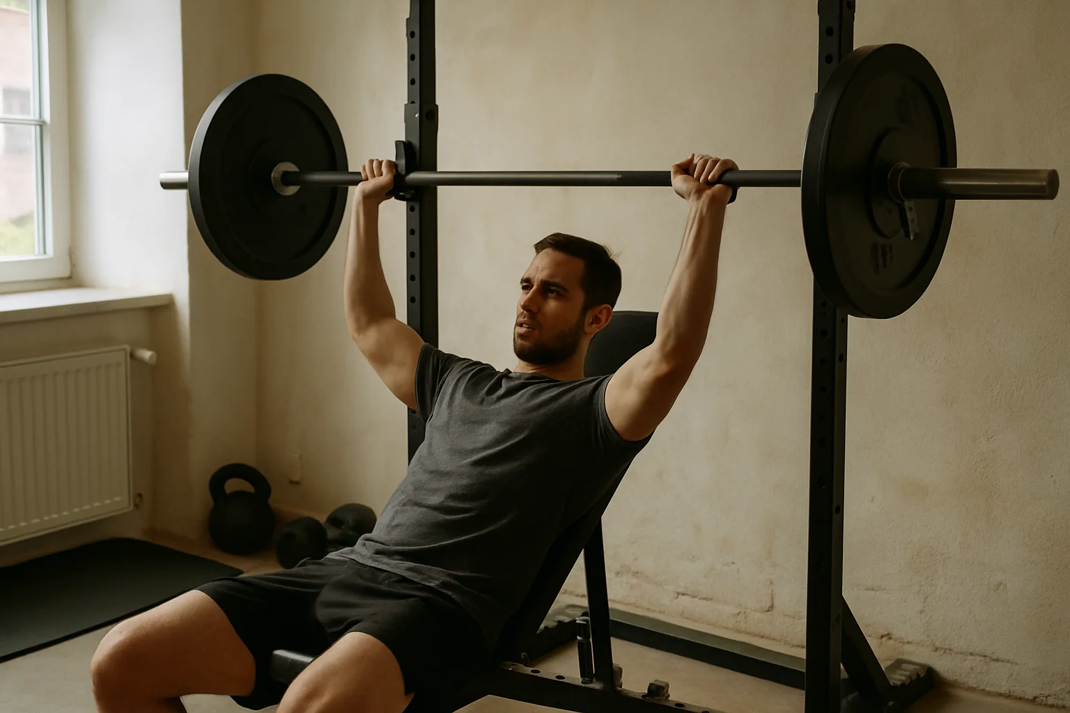 Leitfaden zum Aufbau eines Fitnessstudios zu Hause mit kleinem Budget (Illustrationsbild 1, Stil Berraquero.com, ohne Text)