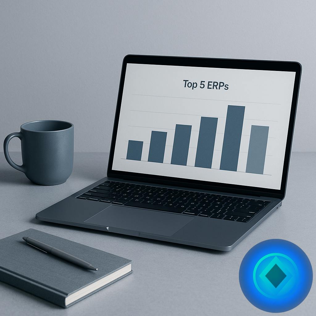 Vergleich der fünf besten ERP-Systeme (Illustrationsbild 2, Stil Berraquero.com, ohne Text)