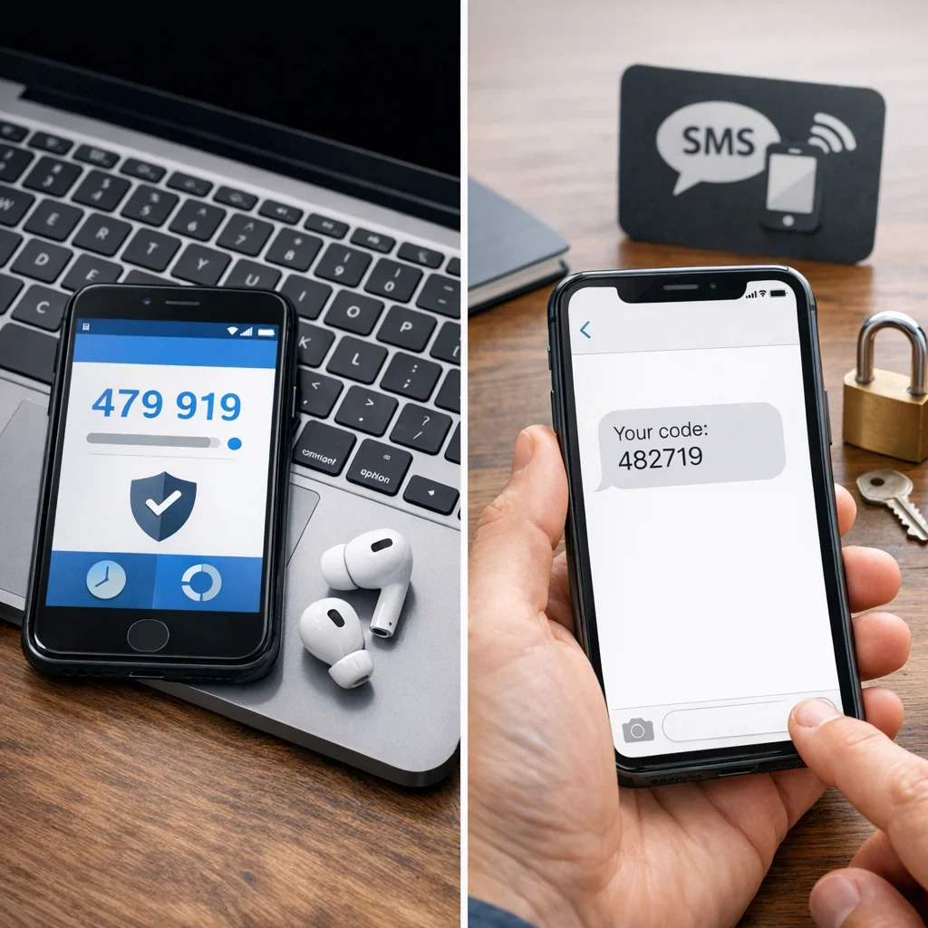 2FA: qué app usar y por qué el SMS es flojito (imagen ilustrativa 1, estilo Berraquero.com, sin texto)