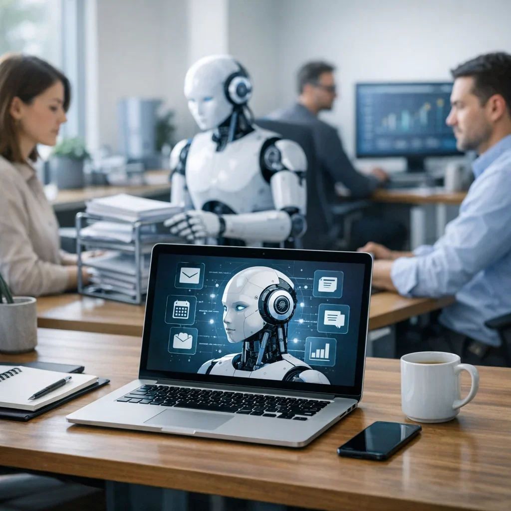 Automatizar tareas en oficina con IA: lo que funciona de verdad (imagen ilustrativa 2, estilo Berraquero.com, sin texto)