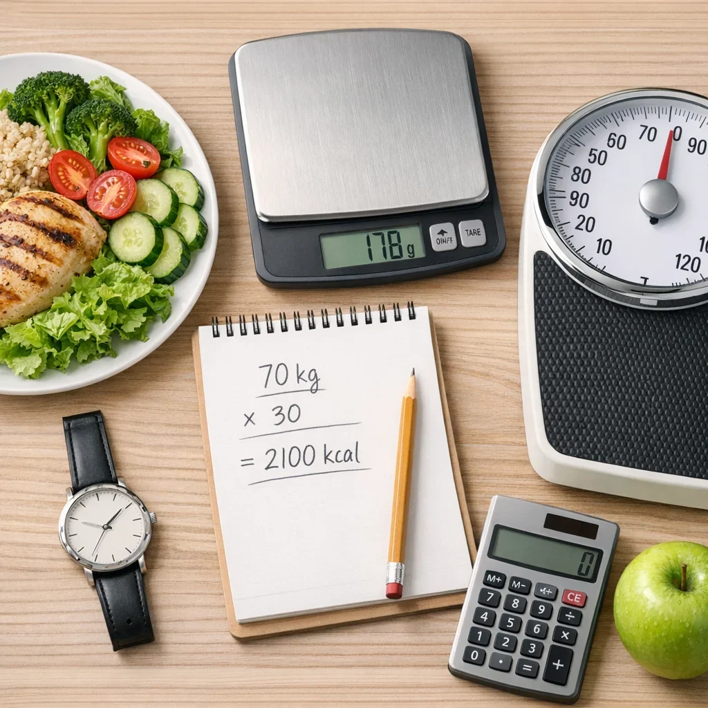 Calorías: el cálculo rápido que funciona (sin apps) (imagen ilustrativa 1, estilo Berraquero.com, sin texto)