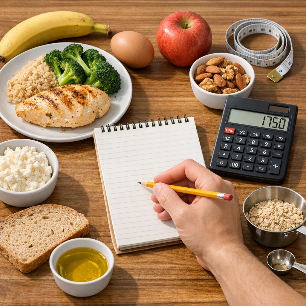 Calorías: el cálculo rápido que funciona (sin apps) (imagen ilustrativa 2, estilo Berraquero.com, sin texto)