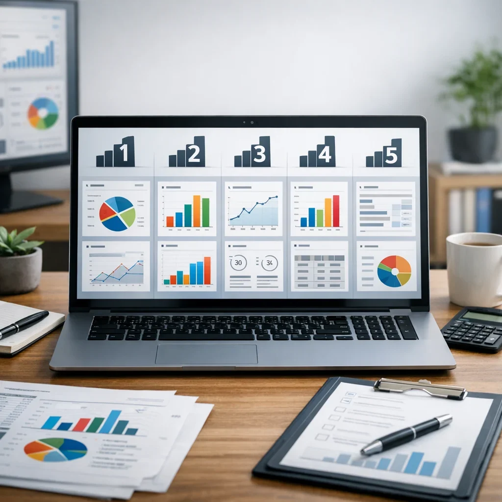 Comparativa de los cinco mejores ERP (imagen ilustrativa 2, estilo Berraquero.com, sin texto)