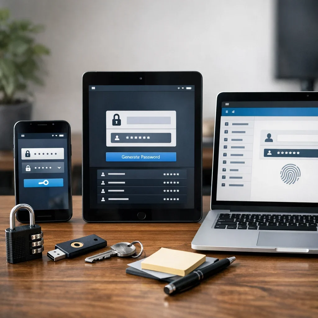 Comparativa honesta de los tres mejores gestores de contraseñas: ¿seguridad? sí, gracias (imagen ilustrativa 1, estilo Berraquero.com, sin texto)