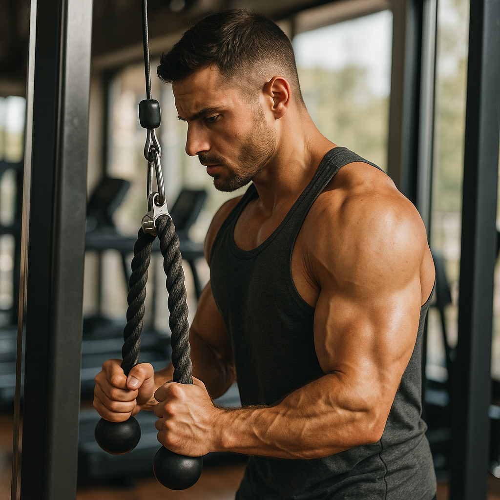 Entrenamiento de tríceps (imagen ilustrativa 2, estilo Berraquero.com, sin texto)