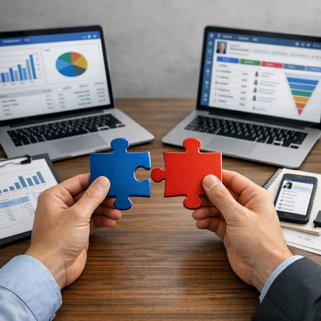 ERP vs CRM: diferencias claras y cuándo necesitas cada uno (imagen ilustrativa 1, estilo Berraquero.com, sin texto)