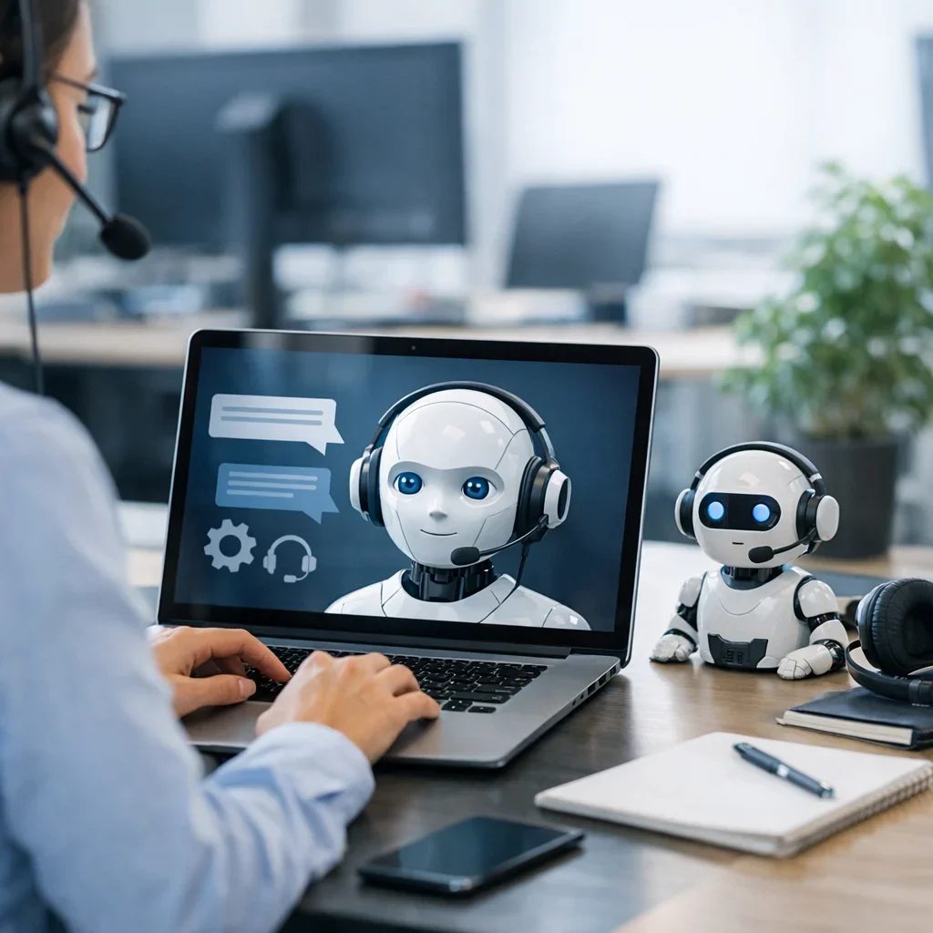 IA para atención al cliente: cómo montarlo sin cargarte la marca (imagen ilustrativa 2, estilo Berraquero.com, sin texto)