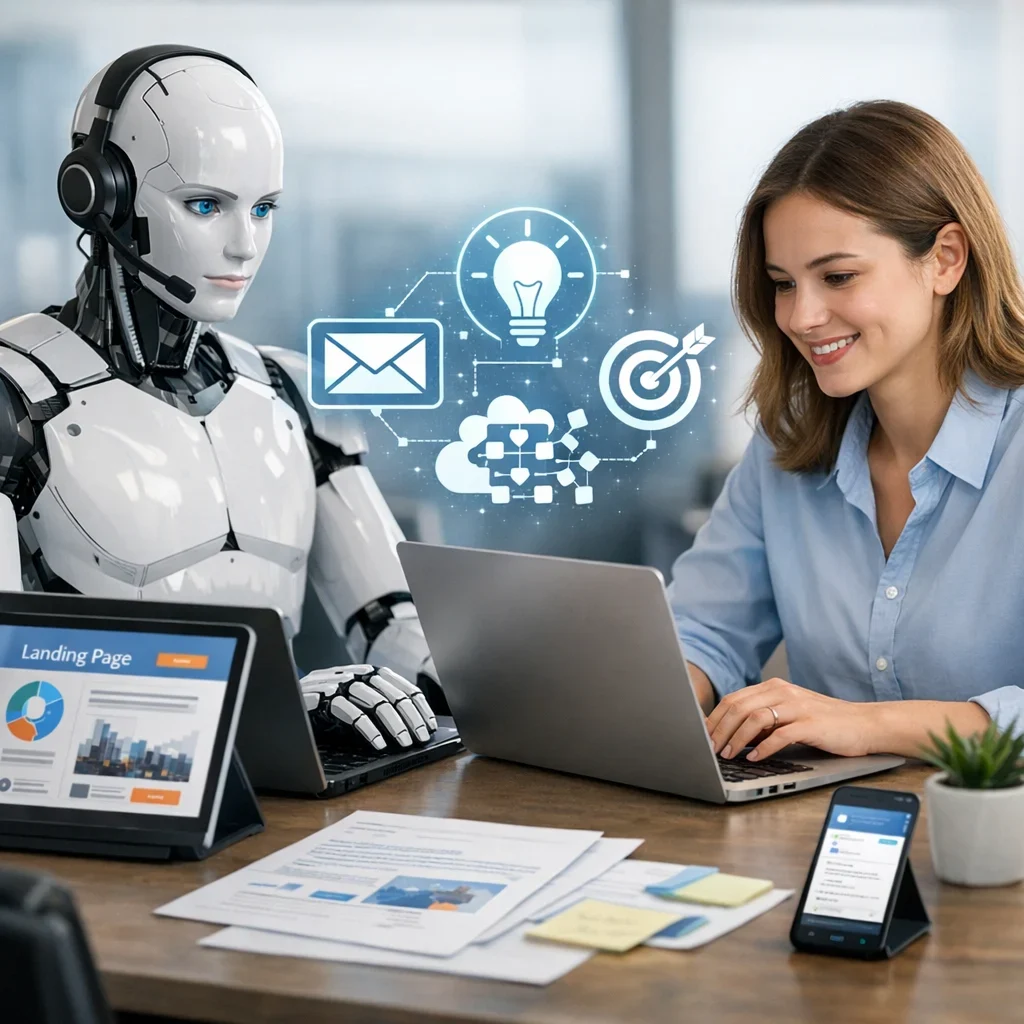 IA para marketing B2B: ideas, landing y emails sin parecer un robot