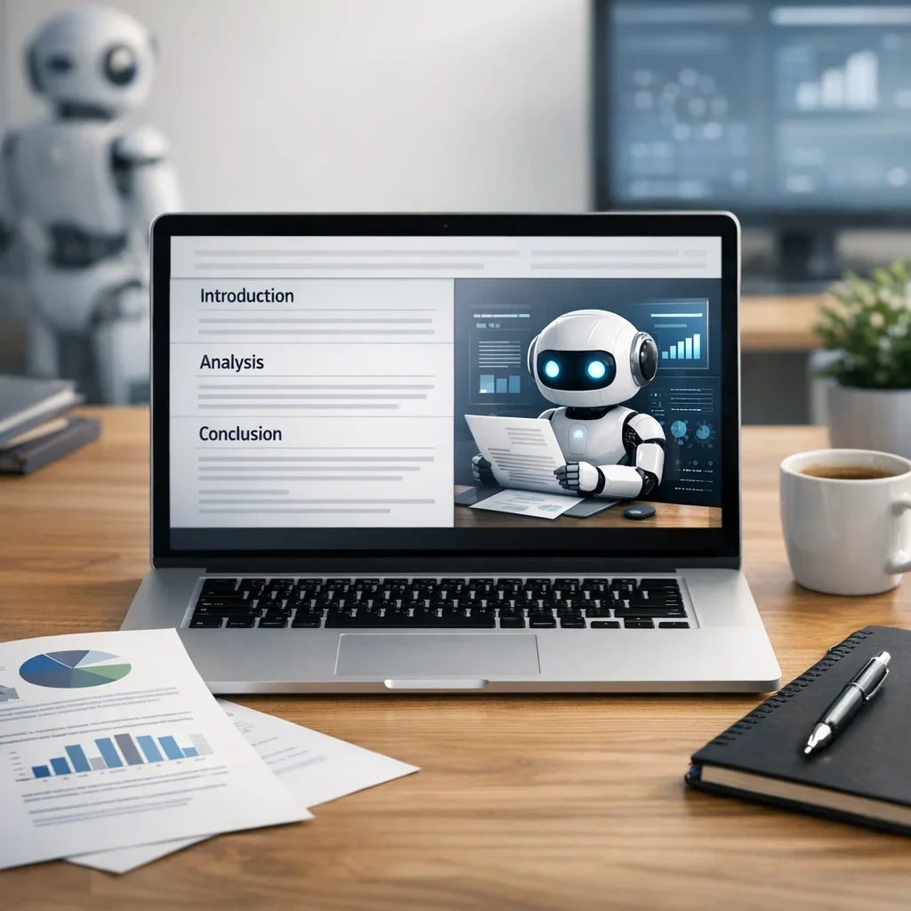 IA para redactar informes: estructura rápida y ejemplo realista (imagen ilustrativa 1, estilo Berraquero.com, sin texto)