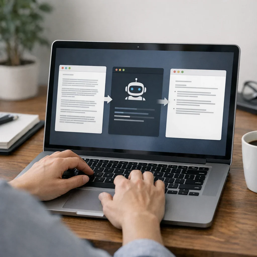 IA para resumir emails largos: método en 3 pasos (imagen ilustrativa 2, estilo Berraquero.com, sin texto)