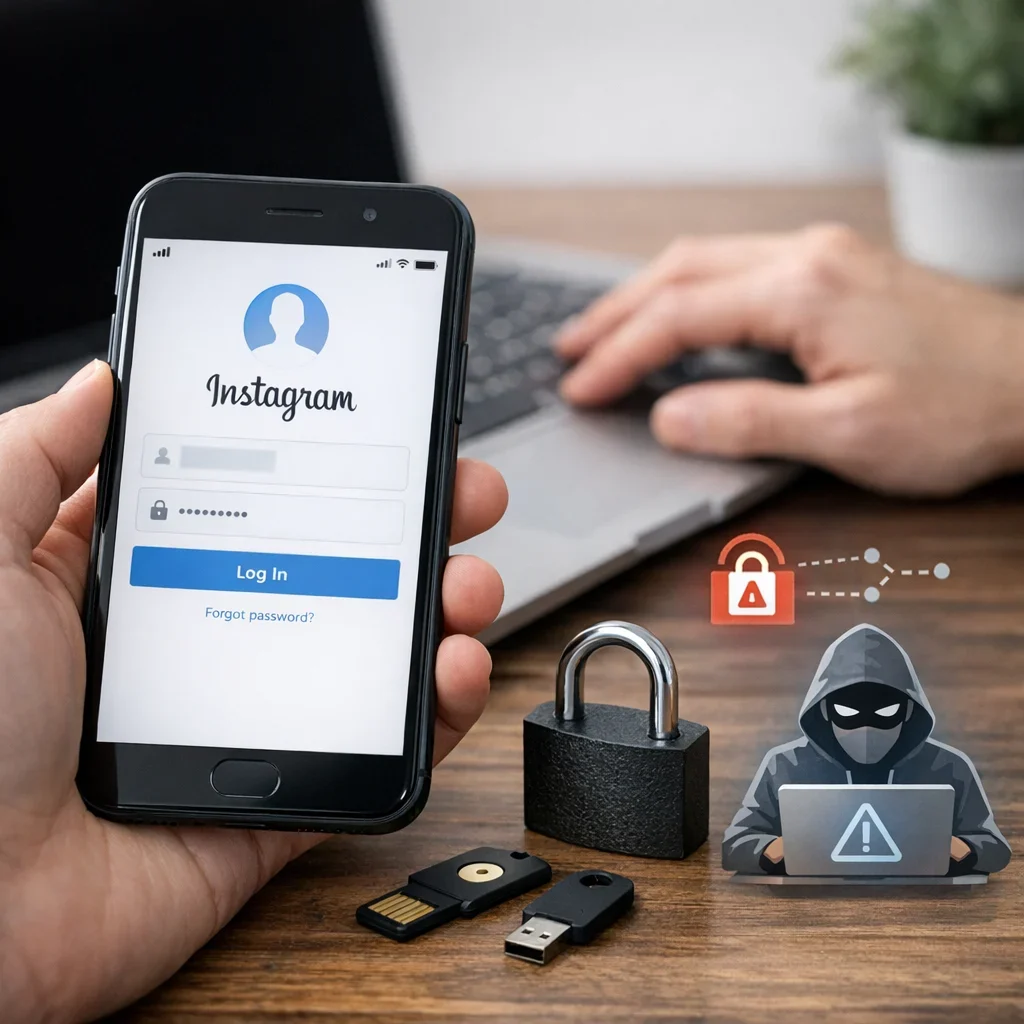 Instagram: cómo evitar que te roben la cuenta otra vez (imagen ilustrativa 2, estilo Berraquero.com, sin texto)