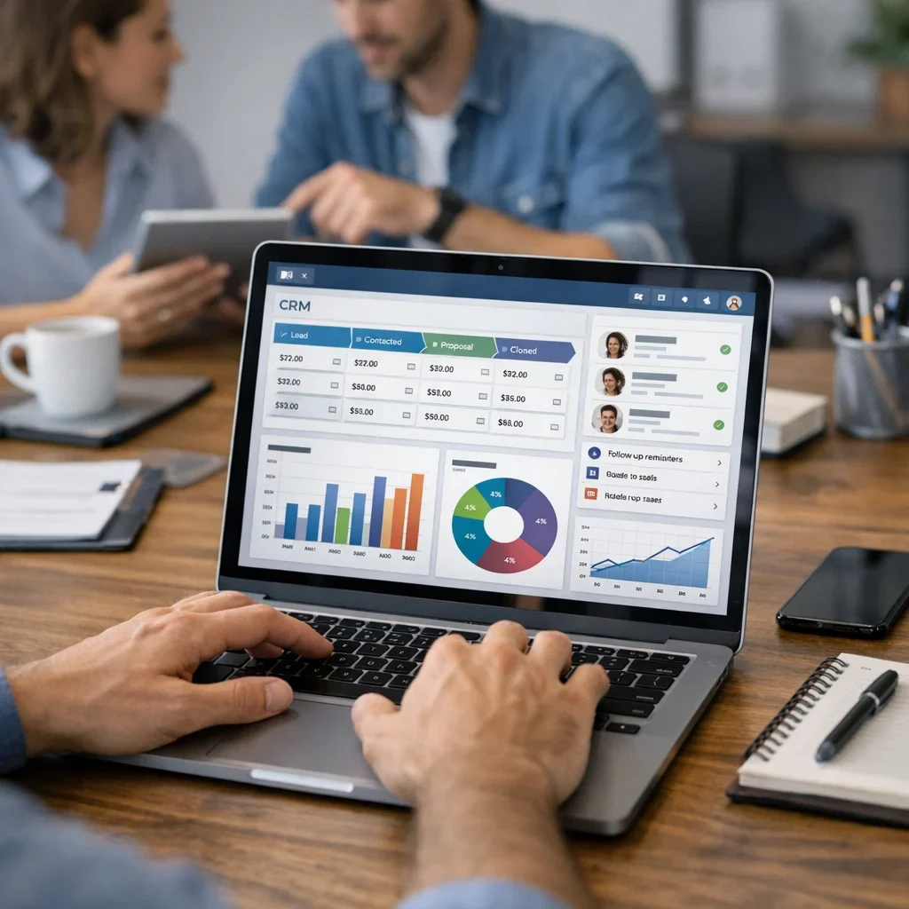 Mejores CRM para pymes en 2026 (sin postureo) (imagen ilustrativa 2, estilo Berraquero.com, sin texto)