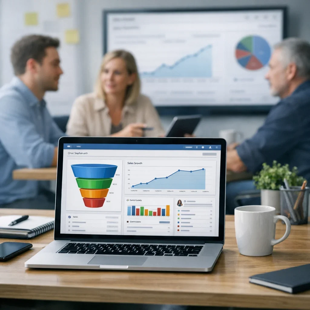 Mejores CRM para pymes en 2026 (sin postureo) (imagen ilustrativa 1, estilo Berraquero.com, sin texto)