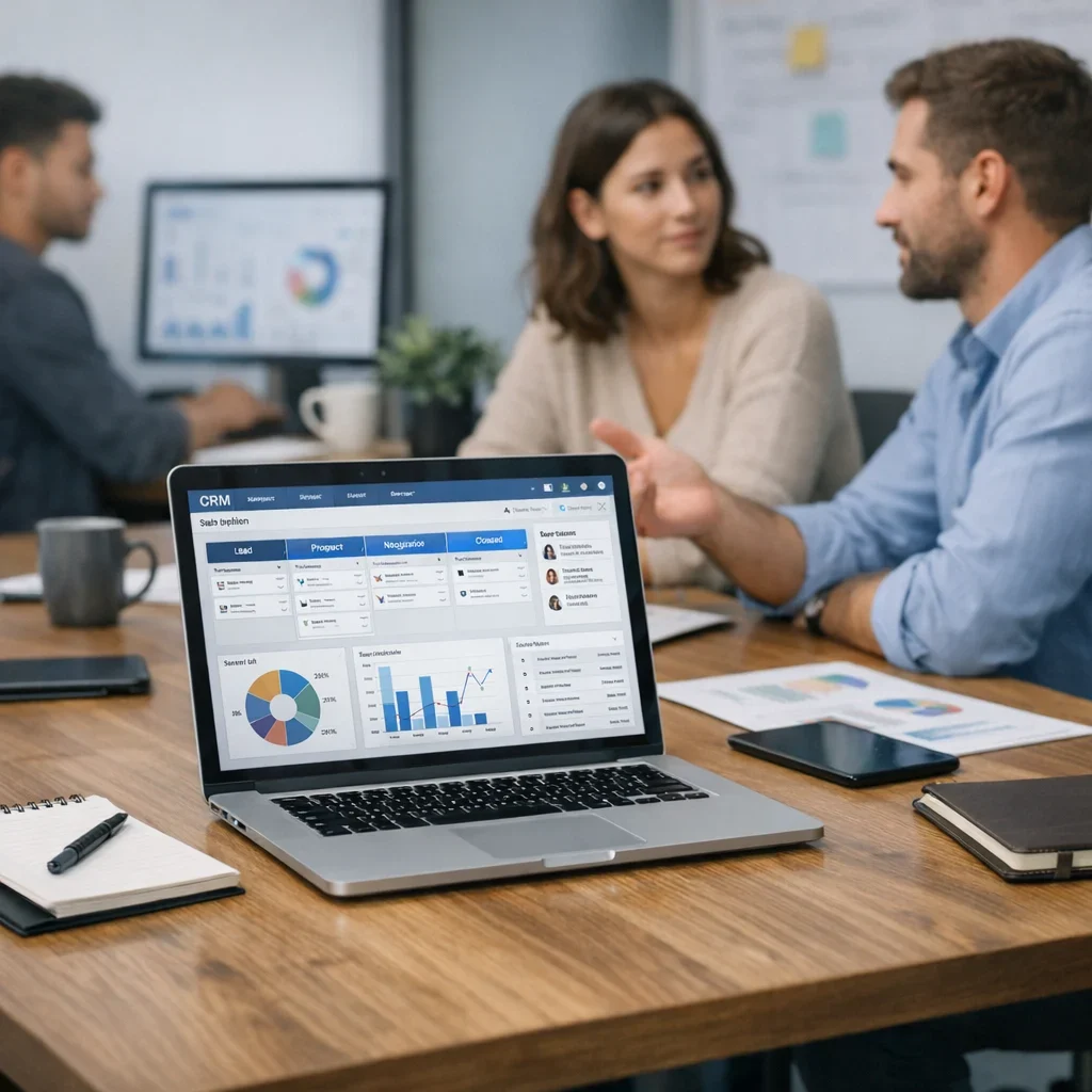 Mejores CRM para pymes en 2026 (sin postureo) (imagen ilustrativa 1, estilo Berraquero.com, sin texto)