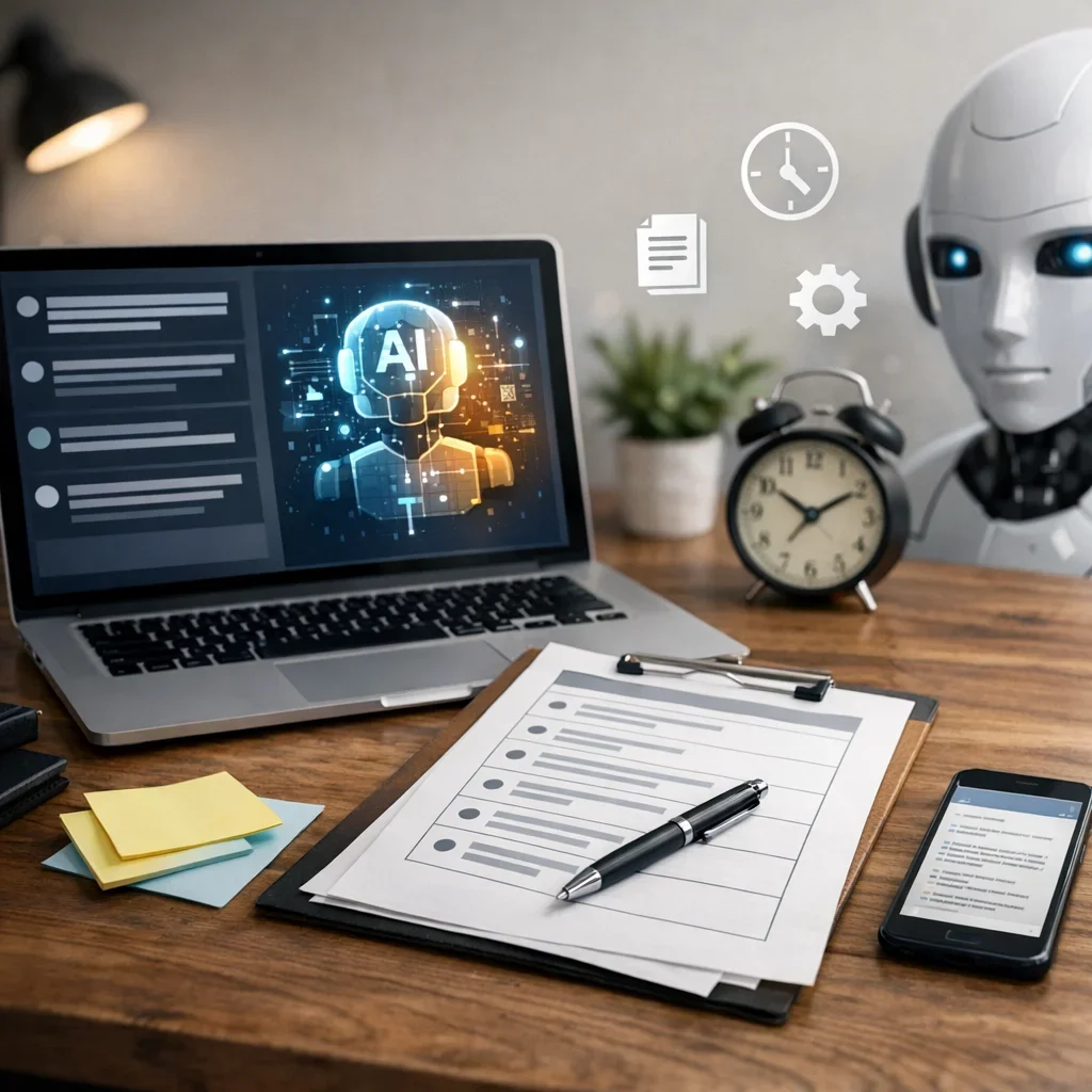 Prompts para currantes: 25 plantillas que de verdad ahorran tiempo (imagen ilustrativa 1, estilo Berraquero.com, sin texto)