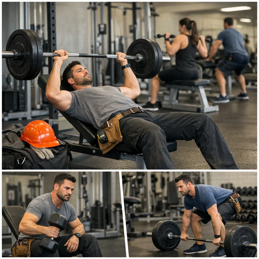 Rutina empuje tirón piernas (PPL) 3 días: versión para currantes