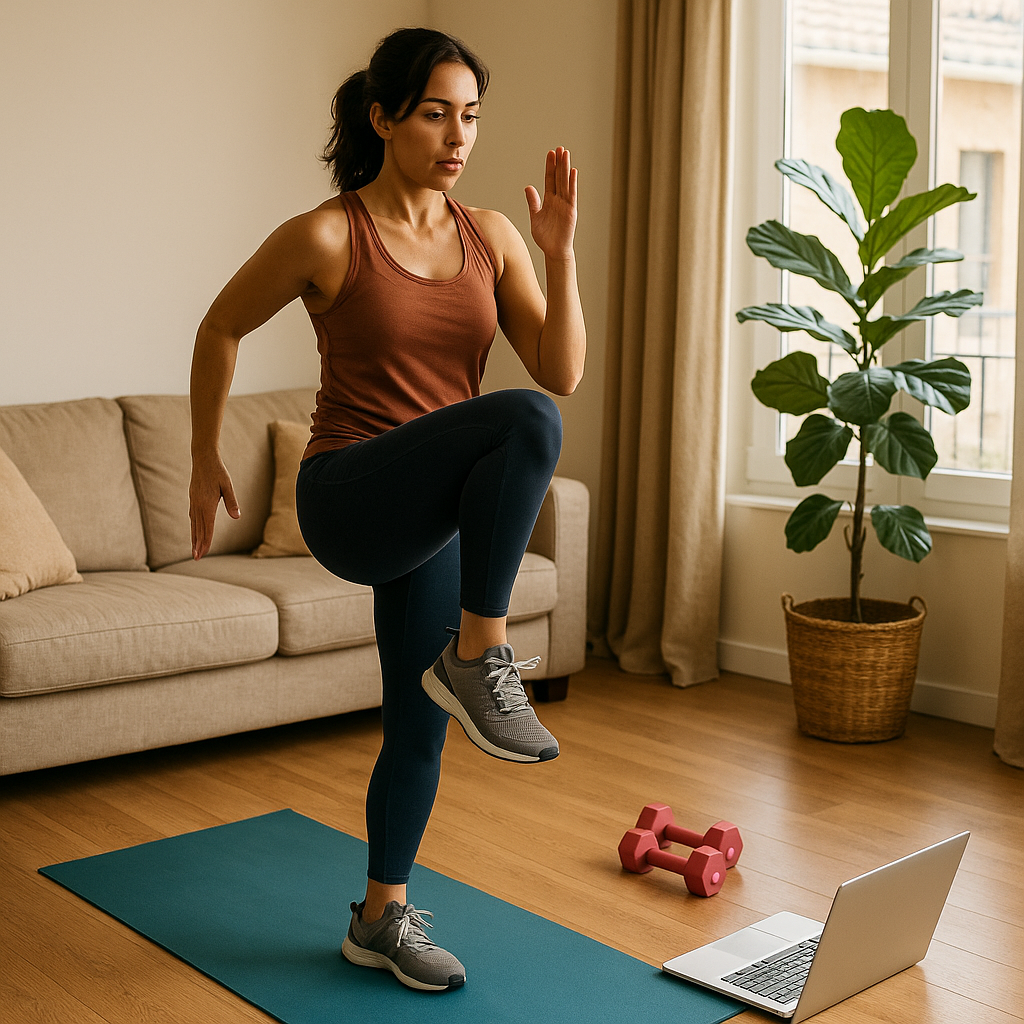 Rutinas de entrenamiento efectivas para perder peso rápido en casa en España (imagen ilustrativa 2, estilo Berraquero.com, sin texto)