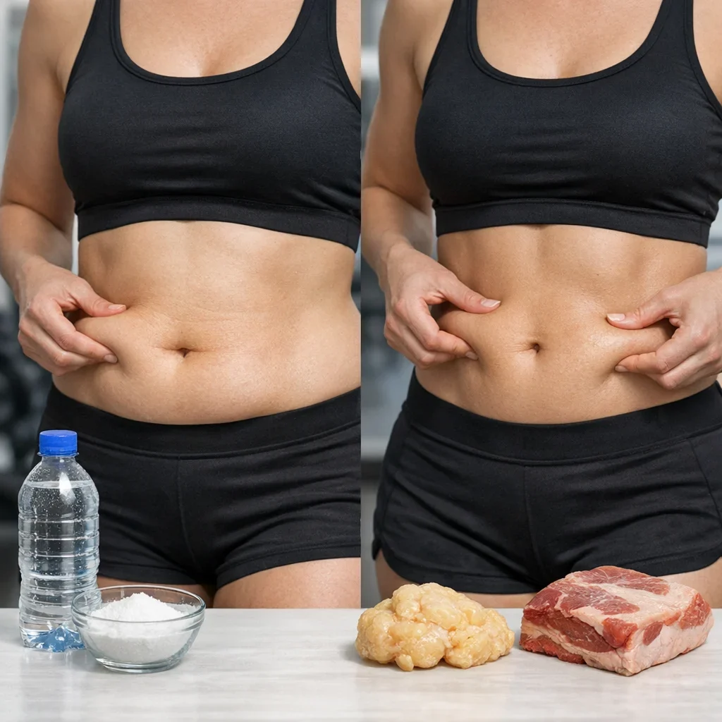 Sal y retención: lo que es agua y lo que es grasa (imagen ilustrativa 1, estilo Berraquero.com, sin texto)