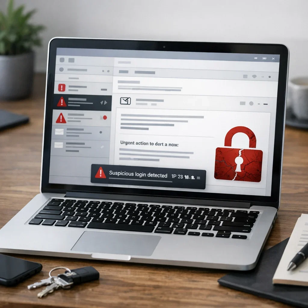 Señales de que tu email está comprometido (sin paranoia) (imagen ilustrativa 1, estilo Berraquero.com, sin texto)