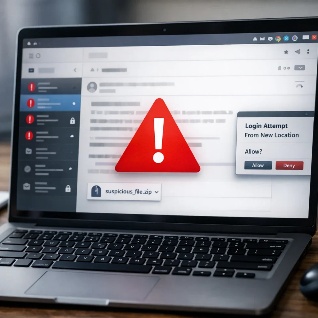 Señales de que tu email está comprometido (sin paranoia) (imagen ilustrativa 2, estilo Berraquero.com, sin texto)