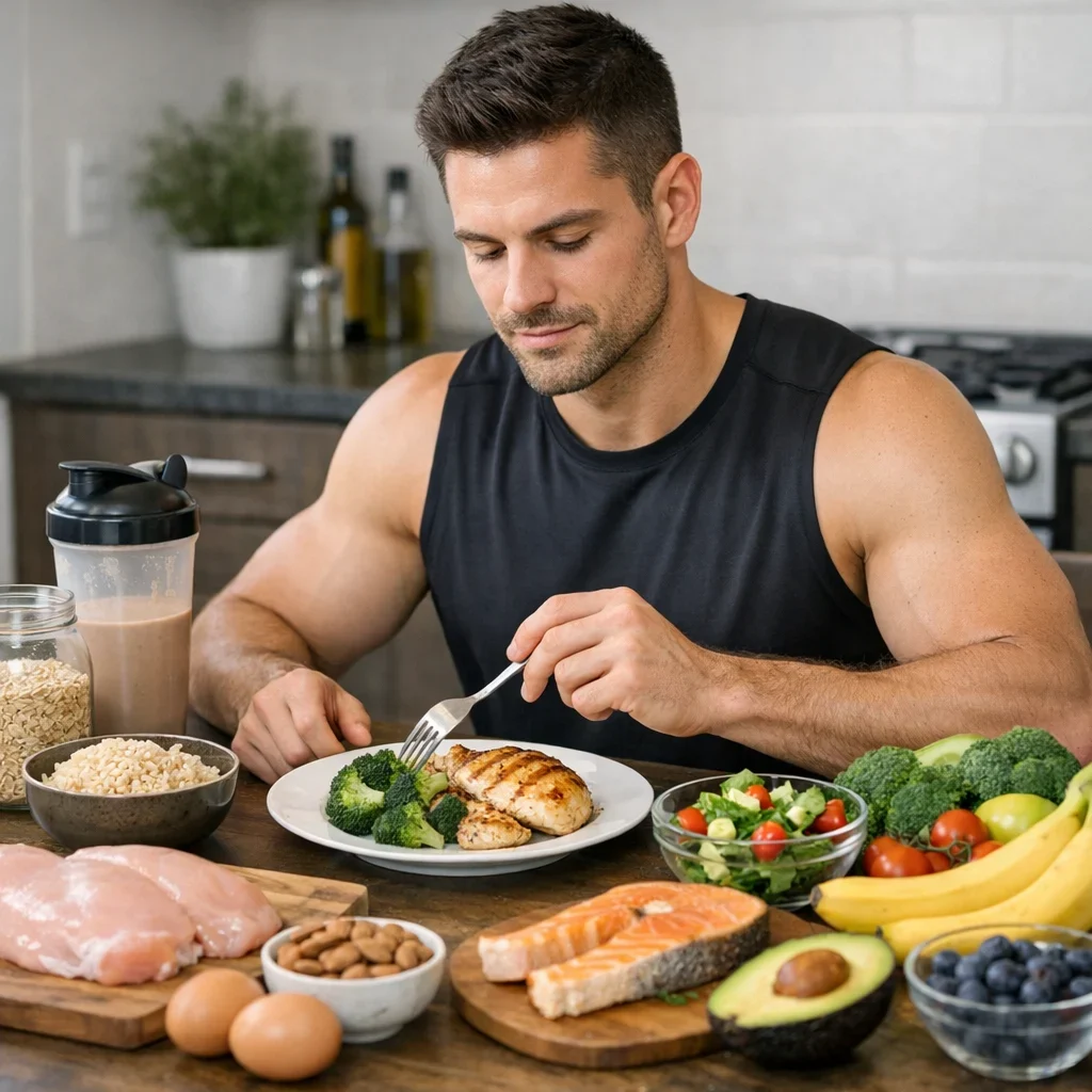 Volumen limpio: qué comer para subir sin ponerte fofo (imagen ilustrativa 1, estilo Berraquero.com, sin texto)