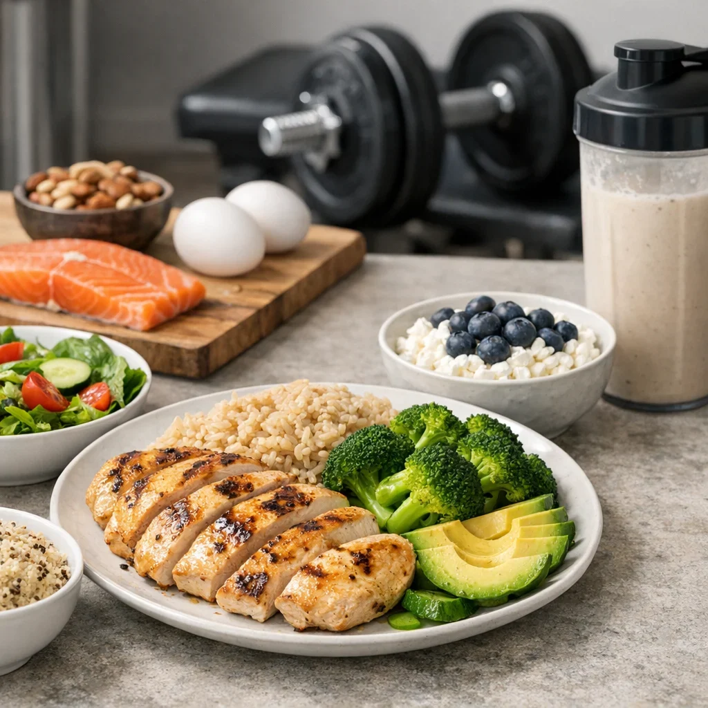 Volumen limpio: qué comer para subir sin ponerte fofo (imagen ilustrativa 2, estilo Berraquero.com, sin texto)